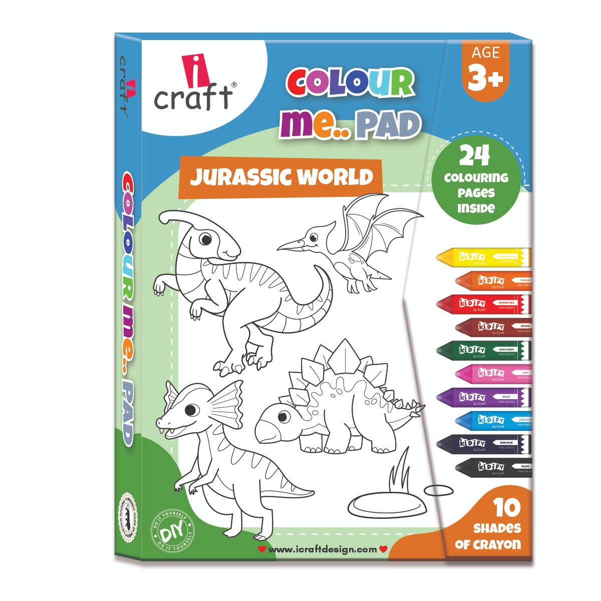 iCraft Jurassic World Colouring Pad with Crayons - 24 Pages iCraft